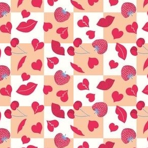 Strawberry Lips and hearts Orange and Pink