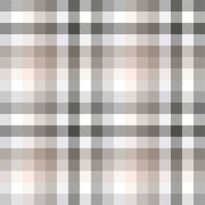 12" Plaid in grey, black, beige and taupe