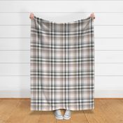 21" Plaid in grey, black, beige and taupe