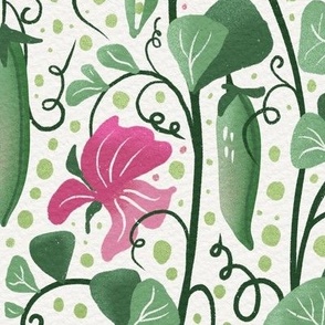 LARGE SCALE sweet peas | green, fresh, healthy | kitchen sewing projects