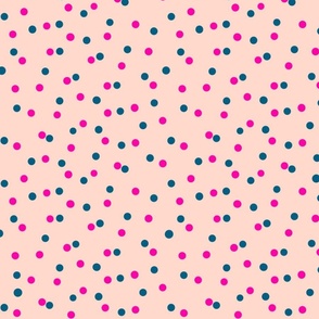 pink and blue spots on beige