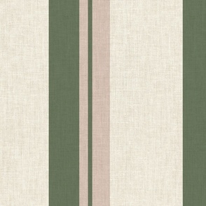 double stripe JUMBO - linen texture, green and blush