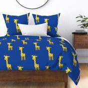 Happy yellow Giraffe - Blue, Large scale by Cecca Designs