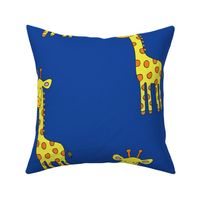 Happy yellow Giraffe - Blue, Large scale by Cecca Designs