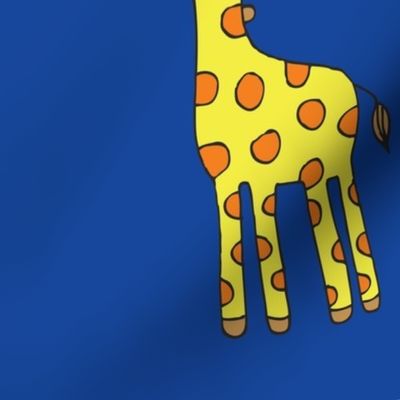 Happy yellow Giraffe - Blue, Large scale by Cecca Designs