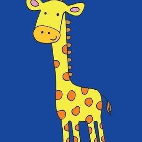 Happy yellow Giraffe - Blue, Large scale by Cecca Designs