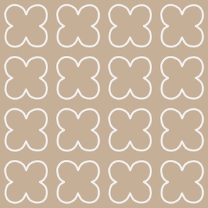 Vintage four-leaf clovers - Light Brown and White