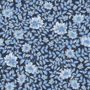 Blue flowers on a dark blue background