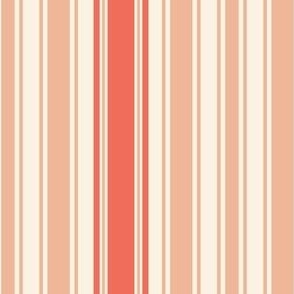 Coastal stripes - Pastel salmon and Coral orange