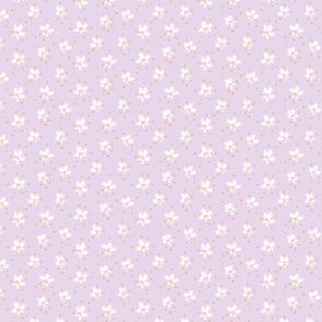 Falling Pollen floral pattern - lilac, off white, dusty orange and olive green// Small scale