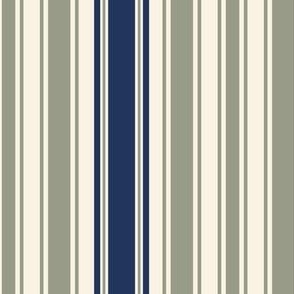 Coastal stripes - licheen green and classic navy