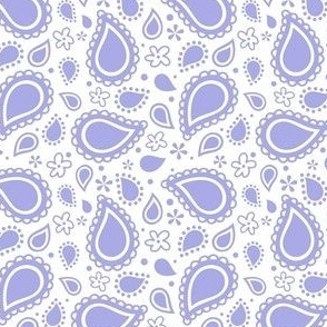 Small Scale Playful Paisley Bandana Lilac on White