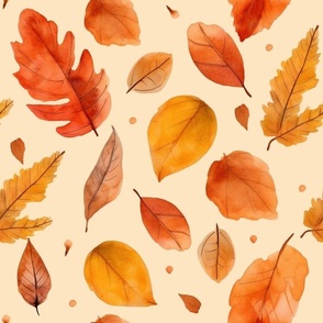 Beautiful Autumn Season. Watercolor Fall Leaves