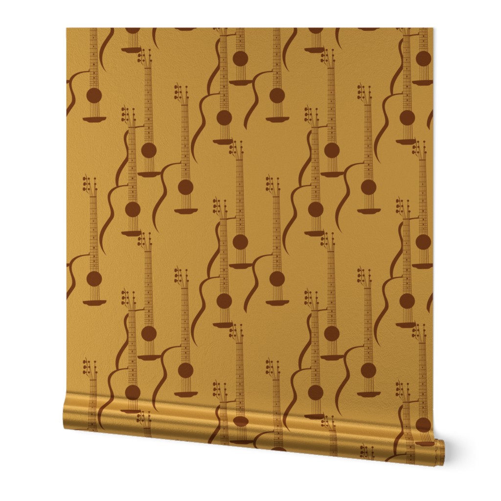 Guitar silhouette in tan. Large scale