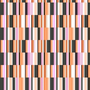 Panes  - Graphic bold mod pattern in pink, orange, brown, and charcoal