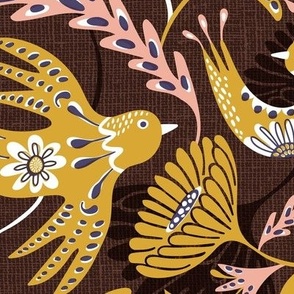 La Fantasia Folklore Birds and Flowers - Umber Gold Blush Large