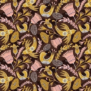 La Fantasia Folklore Birds and Flowers - Umber Gold Blush Small