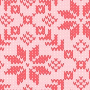 LARGE Scandinavian  nordic winter knit pink  by art for joy lesja saramakova gajdosikova design
