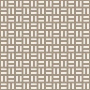 micro scale // parquet - creamy white_ khaki brown - simple clean geometric // 3 inch repeat