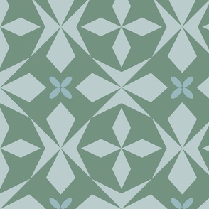 Mirrored geometric shapes | muted sage green | large