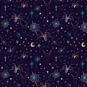 Nocturnal Weavers: Spider Cobweb Geo - Whimsigothic, Navy