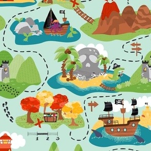 Pirate Adventures Cartography Map Tan MEDIUM