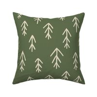 Hand drawn pine trees on green large