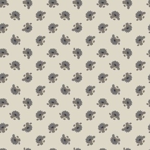 (S) dark grey water lily polka dots on beige