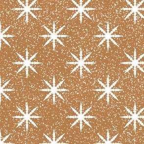 Textured modern snowflakes in copper and white. Large scale