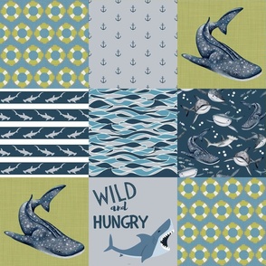 Blue and Green Shark Quilt Layout