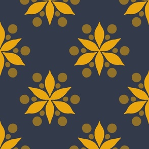 Flower and Dot Navy 12”