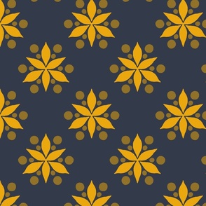 Flower and Dot Navy 8”