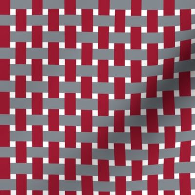 Alabama basket weave plaid - Crimson, Gray - Small