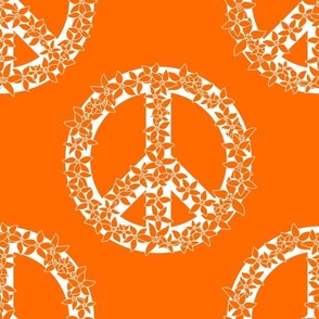 Floral peace symbol in pumpkin and white. Large scale