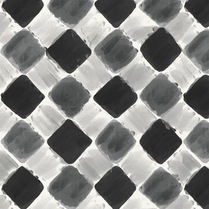Watercolour black and white checkers