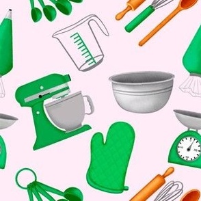 Baking Equipment-Green and Pink