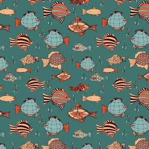 Funny Fish Fabric, Wallpaper and Home Decor