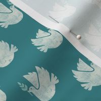 (small scale) Peace - Dove with olive branch - teal - LAD23