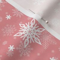 Christmas Peach and White Splattered Snowflakes