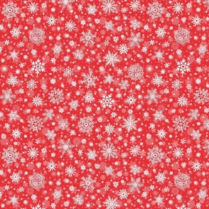 Small Christmas Red and White Splattered Snowflakes