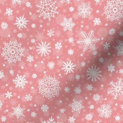 Small Christmas Peach and White Splattered Snowflakes