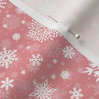 Small Christmas Peach and White Splattered Snowflakes