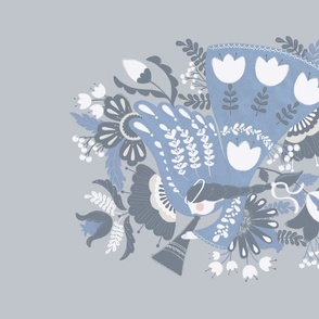 Intangible tea towel with angel and floral winter motifs by art for joy lesja saramakova gajdosikova design