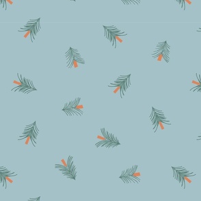 Pine Trees Hand Drawn - (MEDIUM) - Blue background