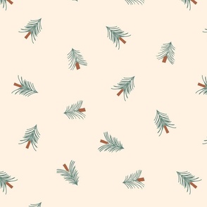 Pine Trees Hand Drawn - (MEDIUM) - Eggshell white background