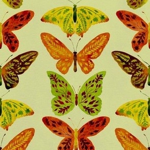 Autumn Butterflies - sage green background