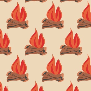 Campfire hand drawn - (MEDIUM) - beige background