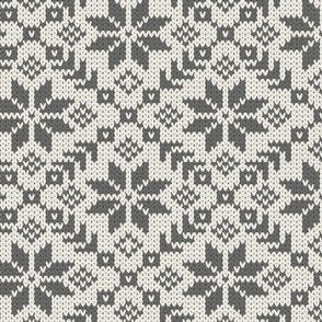 small  Scandinavian  nordic winter knit linen white  and  grey by art for joy lesja saramakova gajdosikova design