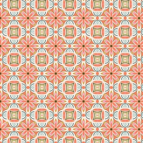 Bold Orange and Pink Floral Geometric
