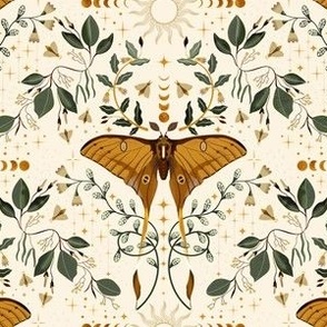 small whimsical night moth with floral accents by art for joy lesja saramakova gajdosikova design